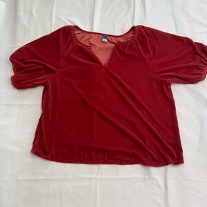 Old Navy Red Short Sleeve Relaxed Blouse velvet feeling